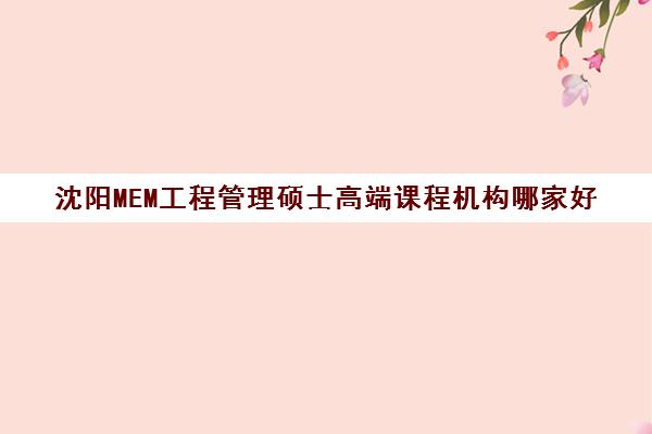 沈阳MEM工程管理硕士高端课程机构哪家好(实力排名)？2025年最新权威榜单、择校策略与成功案例全解析