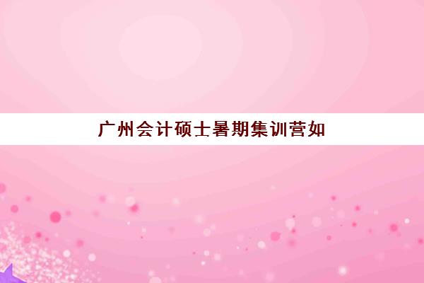 广州会计硕士暑期集训营如何选？2025年考点分析与高性价比备考指南